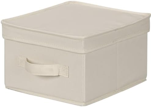 Storage Box with Lid and Handle, Natural Beige Canvas, Medium,Natural…