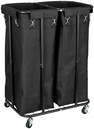 2-Bag Rolling Laundry Sorter, Black