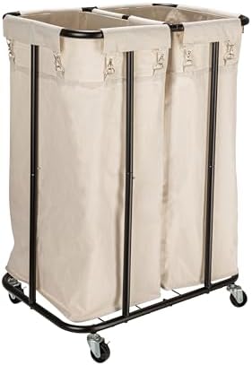 2-Bag Rolling Laundry Sorter, Natural