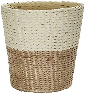 2-Tone Woven Waste Basket, HandWoven Paper Rope Basket, Sturdy and Fl…