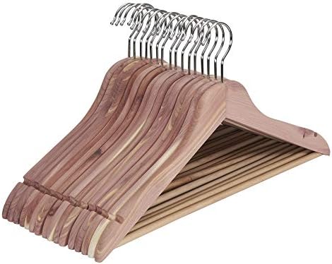 CedarFresh Red Cedar Wood Clothes Hangers with Fixed Bar and Swivel H…