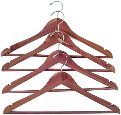 CedarFresh Red Cedar Wood Clothes Hangers with Fixed Bar and Swivel H…