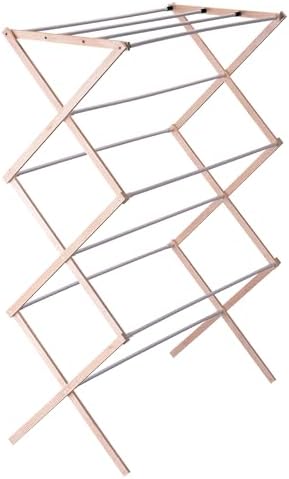 Collapsible Folding Wooden Clothes Drying Rack For Laundry