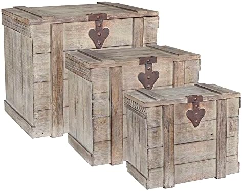 Antiqued Decorative Trunk, 3 Piece Set, Small, Medium and Large, Chin…