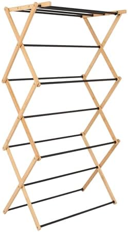 Bamboo Folding Clothes Drying Rack, Compact Upscale Laundry Rack with…