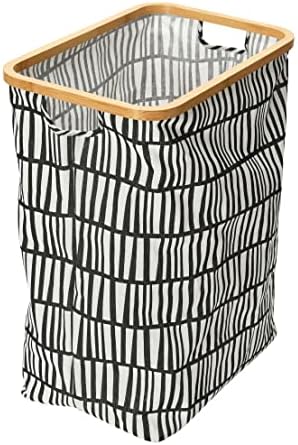Bamboo Rimmed Rectangular Krush Hamper with Cutout Handles, Black and…