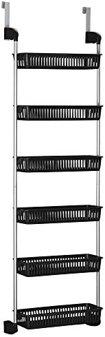 Black Iron & Plastic Overdoor Organizer with Six Baskets