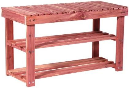 CedarFresh 2-Tier Cedar Shoe Rack and Seat Bench, 31.5"w x 17.5"h x 1…