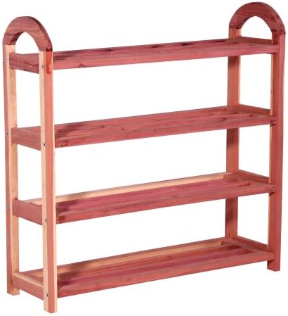 CedarFresh 4-Tier Cedar Shoe Rack, 26.75"h x 26.75"w x 8.5"d