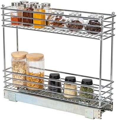 Chrome 2-Tier Sliding Cabinet Organizer, 5"