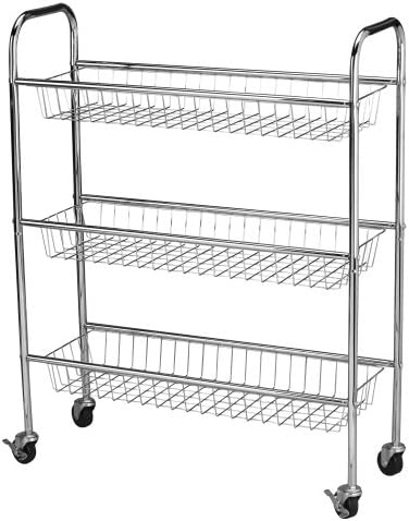 Chrome Iron 3-Basket Storage Cart