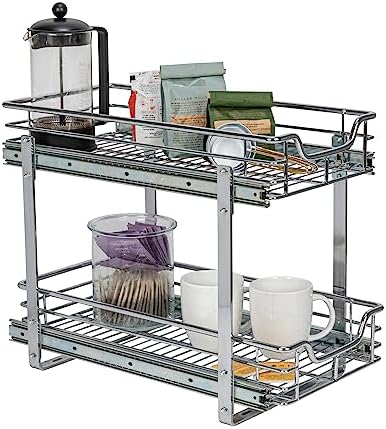 Chrome-Plated Steel Dual-Tier Pull-Out Organizer
