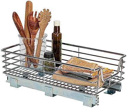 Chrome-Plated Steel Pull-Out Organizer with Artisanal Basket Detailing