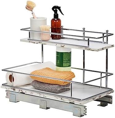 Chrome Steel and Faux Marble 2-Tier Undersink Organizer