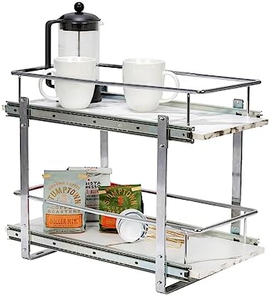 Chrome Steel & Faux Marble Dual Slide Organizer