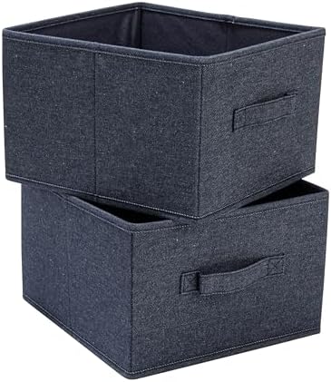 Collapsible Cotton Blend Cube Storage Drawer with Handle, Set of 2, D…