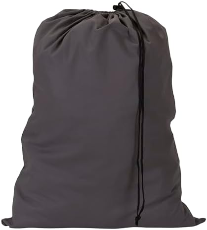 Cotton Laundry Bag with Drawstring Closure, Gray