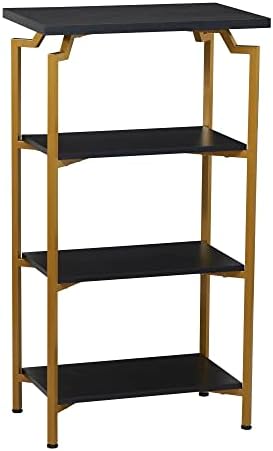 Crown Black Oak Bookshelf with Gold Iron Frame