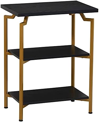 Crown Black Oak Grain Bookshelf with Gold Iron