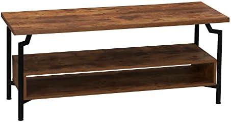 Crown TV Console in Rustic Hickory and Black Iron