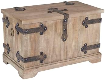 Decorative Trunk, Victorian, Small, Chinese Fir Wood, Aged-Wood Finis…