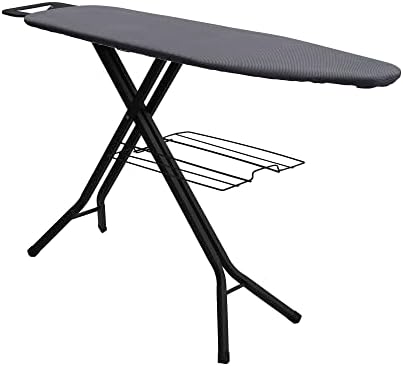 Deluxe Matte Black Ironing Board with Mesh Steel Top, 4 Durable Hex L…