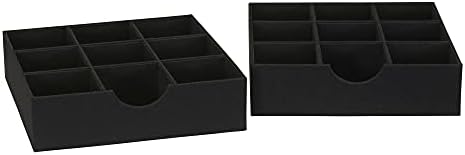 Drawer Organizer Tray with Fabric Cover and 9 Square Compartments, Bl…