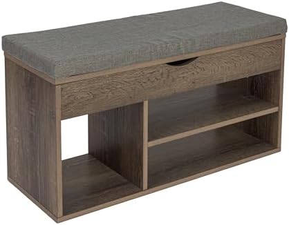 Entryway Storage Bench with Lift-top Lid and 3 Shoe Compartments in A…