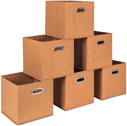 Fabric Storage Bins 6 Piece Set, Terracotta Color