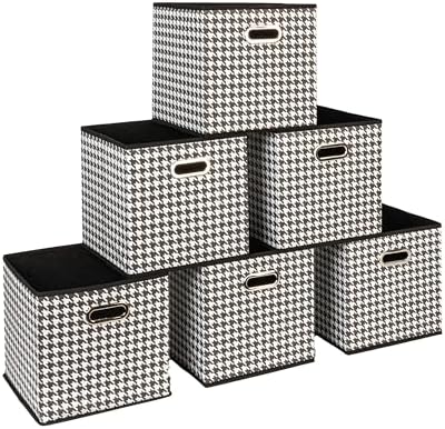 Foldable Fabric Storage Cubes 6-Pack, 11x11x11 Stackable Non-Woven Bi…