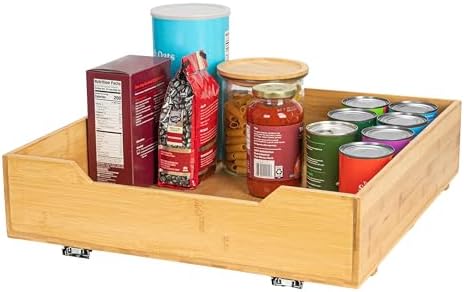 Glidez Bamboo and Steel Pull-Out/Slide-Out Storage Organizer for Unde…