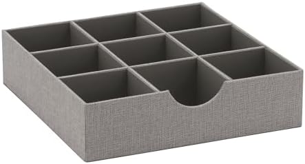 Grey 728-1 Deep 9 Section Drawer Organizer Box for Storage 12 in x 3.13