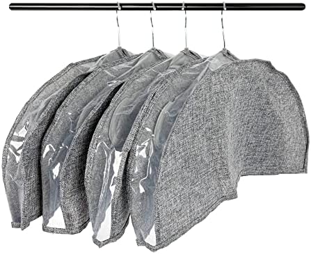 Hanging Garment Shoulder Dust Covers for Closet, Set of 4,Dark Grey