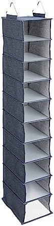 Hanging Narrow Cotton Blend and Plastic Closet Organizer with 10 Stor…