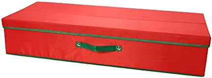 Holiday Gift Wrap Organizer with Lid, Red and Green