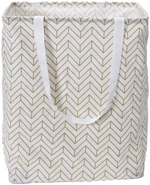 Krush Rectangular Laundry Bag with Handles, Tan Chevron Large