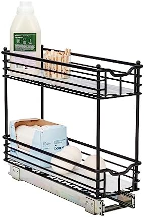 Matte Black Steel Two-Tier Pull-Out Organizer