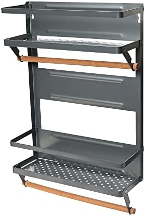 Metal Magnetic Organizer with Paper Towel Holder, Grey