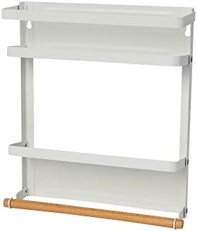 Metal Magnetic Organizer with Towel Rack, White