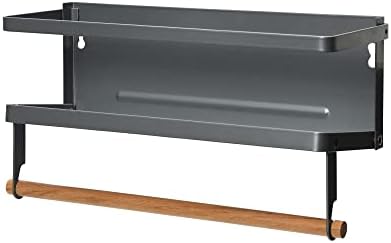 Metal Magnetic Spice Rack with Paper Towel Holder, Grey