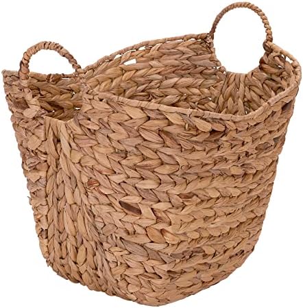 ML-4002 Tall Water Hyacinth Wicker Basket with Handles