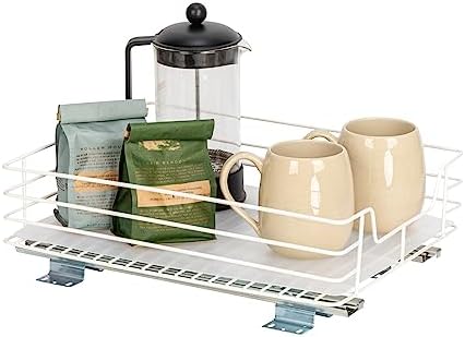 Painted Steel Pull-Out Pantry Basket, White