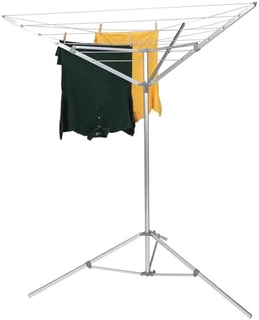 Portable Umbrella Clothesline, 64 Ft of Hanging Space, Pre-Strung wit…