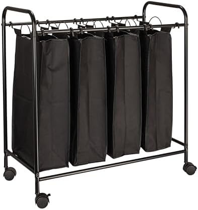 Rolling Laundry Sorter, 4 Bag Laundry Sorter Cart with Washable and R…