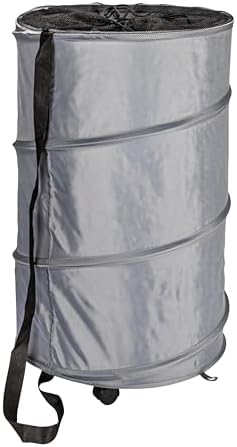 Rolling Pop Up Hamper, Drawstring Closure with Shoulder Strap and Rem…