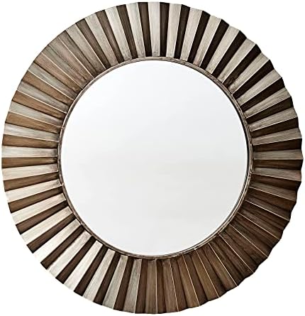 Round Metal Frame Decorative Sunburst Wall Mirror, Bronze