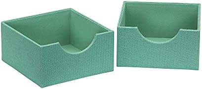 Seafoam Square Tray Set in Cardboard and Soft Polyester, Set of 2