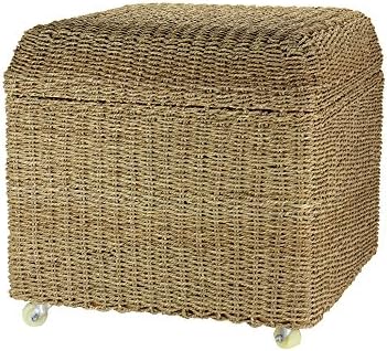 Seagrass Rolling Wicker Storage Ottoman