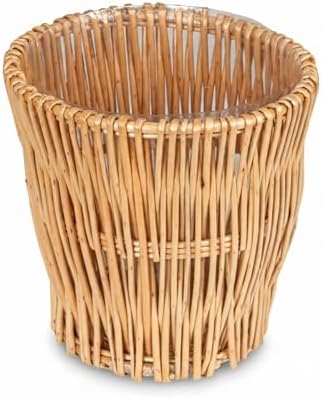 Small Reed Willow Waste Basket, Handwoven Basket with Removable Liner…