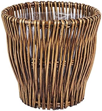 Small Reed Willow Waste Basket, Handwoven Basket with Removable Liner…